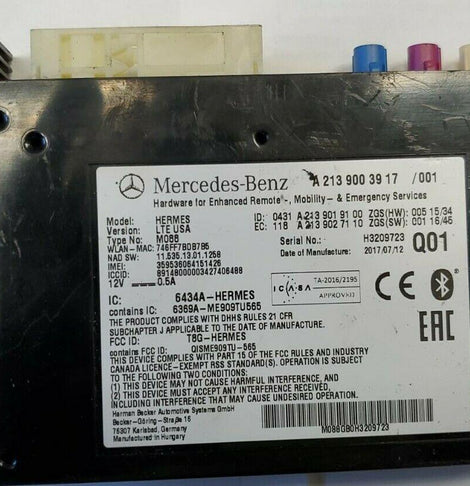 2016-2019 Mercedes-Benz GLS450 telematics control module A 213 900 39 17.